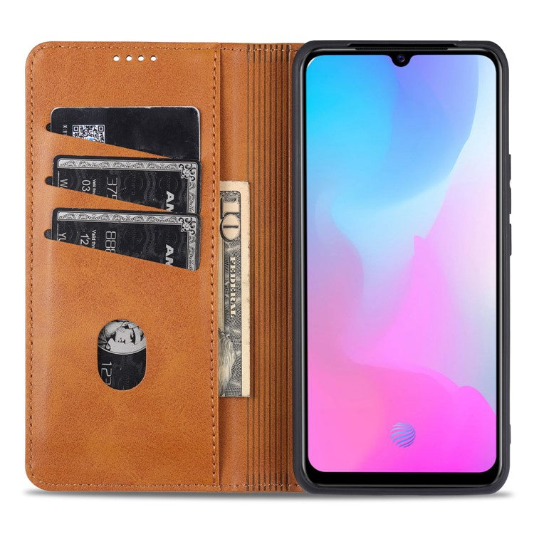 AZNS Auto-absorbed Magnetic Leather Wallet Case Phone Stand Shell for vivo V21e 4G/Y73 (2021) - Blue