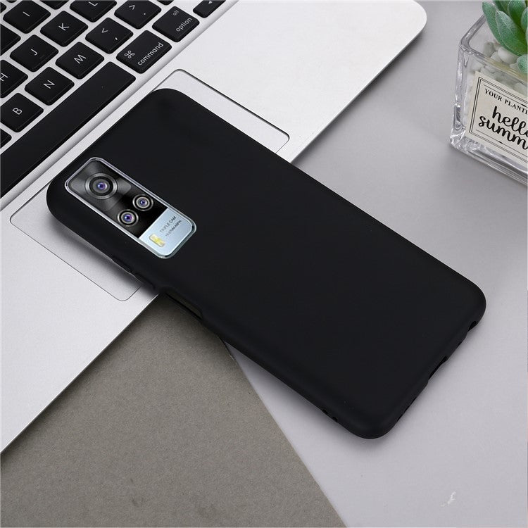 Plain Liquid Silicone Protective Cover Shell with Strap for vivo Y51 (2020, September)/Y51a/Y51s/Y31 (2021) - Black