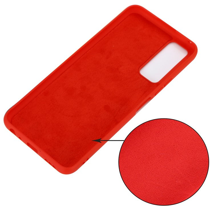 Plain Liquid Silicone Protective Cover Shell with Strap for vivo Y51 (2020, September)/Y51a/Y51s/Y31 (2021) - Red