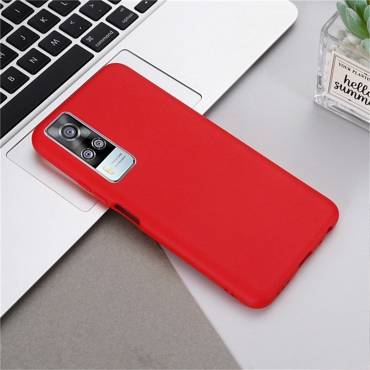 Plain Liquid Silicone Protective Cover Shell with Strap for vivo Y51 (2020, September)/Y51a/Y51s/Y31 (2021) - Red