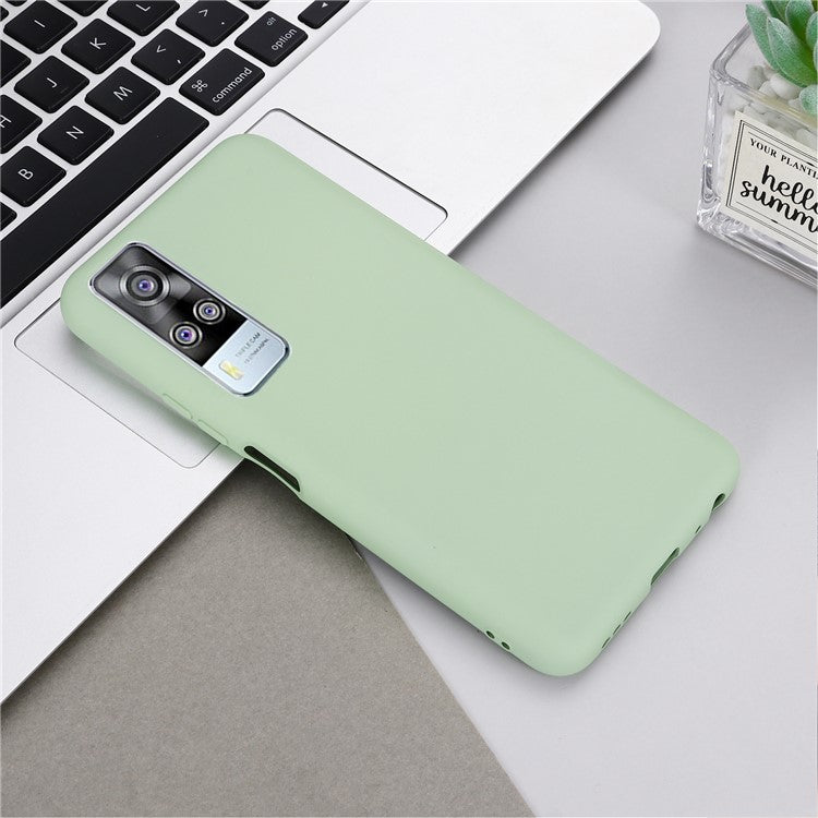 Plain Liquid Silicone Protective Cover Shell with Strap for vivo Y51 (2020, September)/Y51a/Y51s/Y31 (2021) - Green