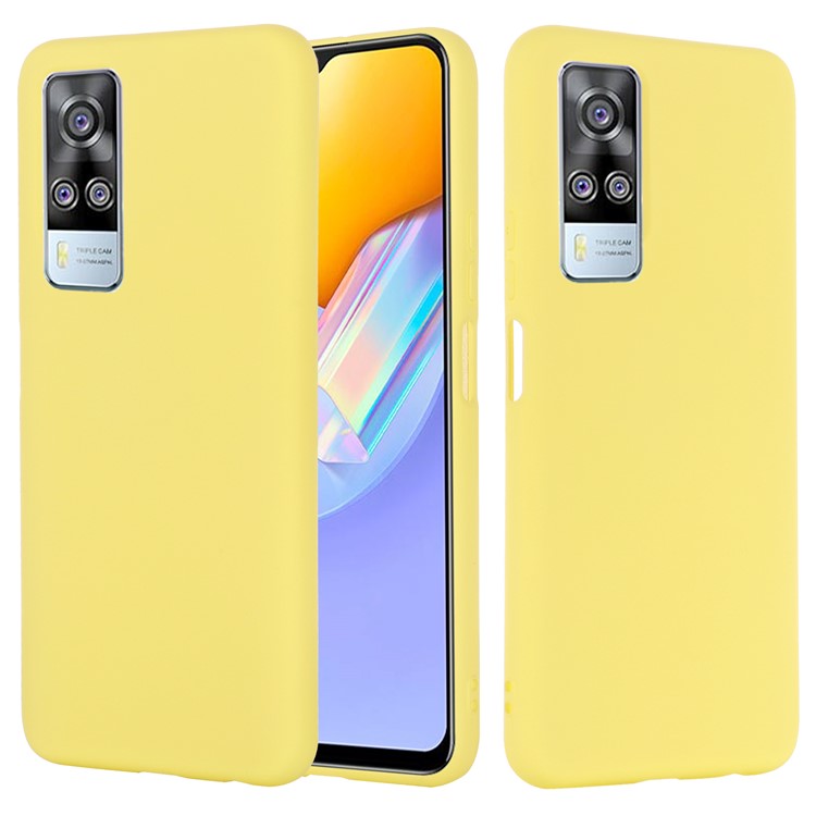 Plain Liquid Silicone Protective Cover Shell with Strap for vivo Y51 (2020, September)/Y51a/Y51s/Y31 (2021) - Yellow