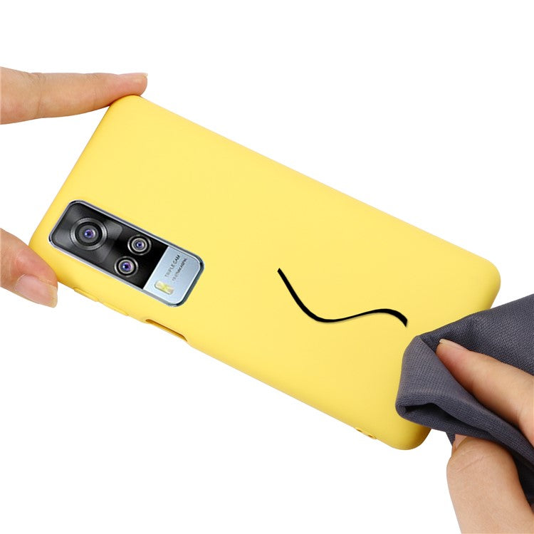 Plain Liquid Silicone Protective Cover Shell with Strap for vivo Y51 (2020, September)/Y51a/Y51s/Y31 (2021) - Yellow