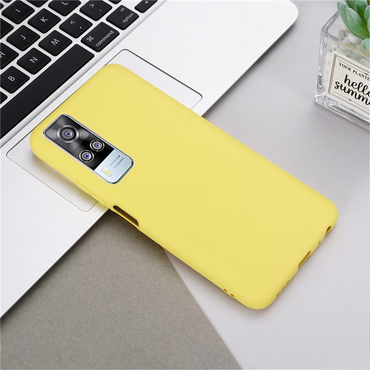 Plain Liquid Silicone Protective Cover Shell with Strap for vivo Y51 (2020, September)/Y51a/Y51s/Y31 (2021) - Yellow