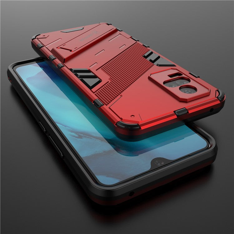 Kickstand Dust-Proof Rugged Dual Layer Hybrid Hard PC Soft TPU Shockproof Protective Case for vivo V21e 4G / Y73 (2021) - Red