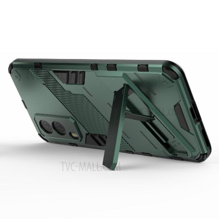 Hybrid Impact Anti-Slip Hard PC Soft TPU Shockproof Protective Case with Kickstand for vivo V21e 5G - Green