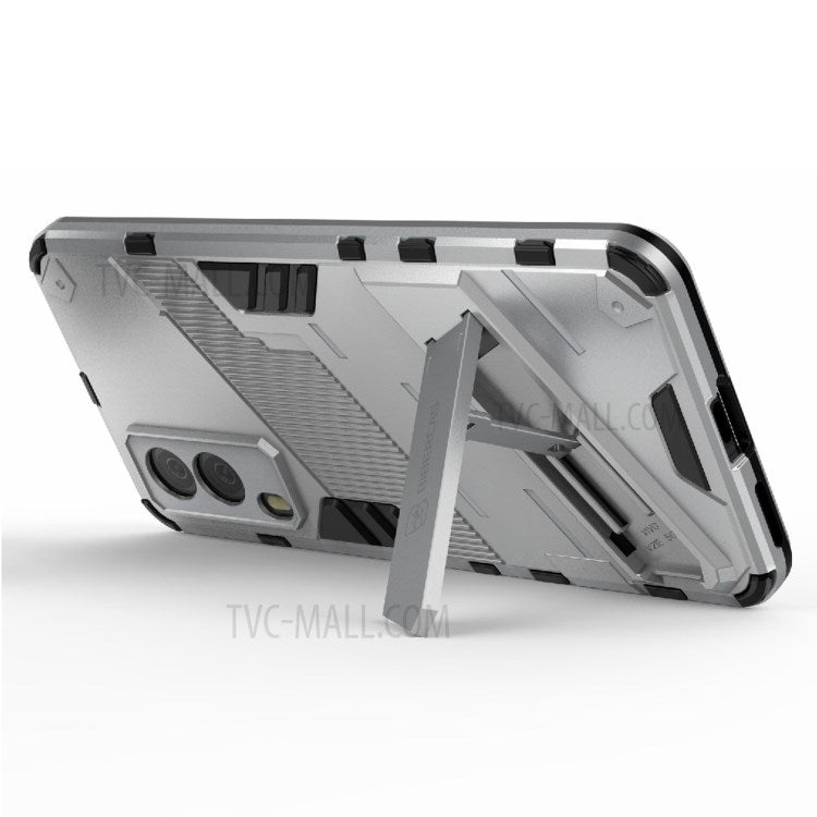 Hybrid Impact Anti-Slip Hard PC Soft TPU Shockproof Protective Case with Kickstand for vivo V21e 5G - White