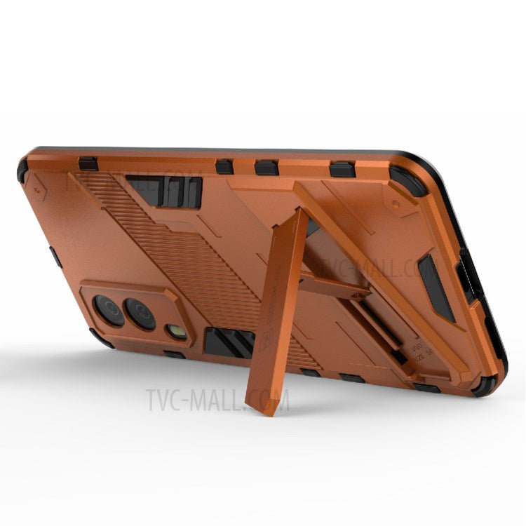 Hybrid Impact Anti-Slip Hard PC Soft TPU Shockproof Protective Case with Kickstand for vivo V21e 5G - Orange