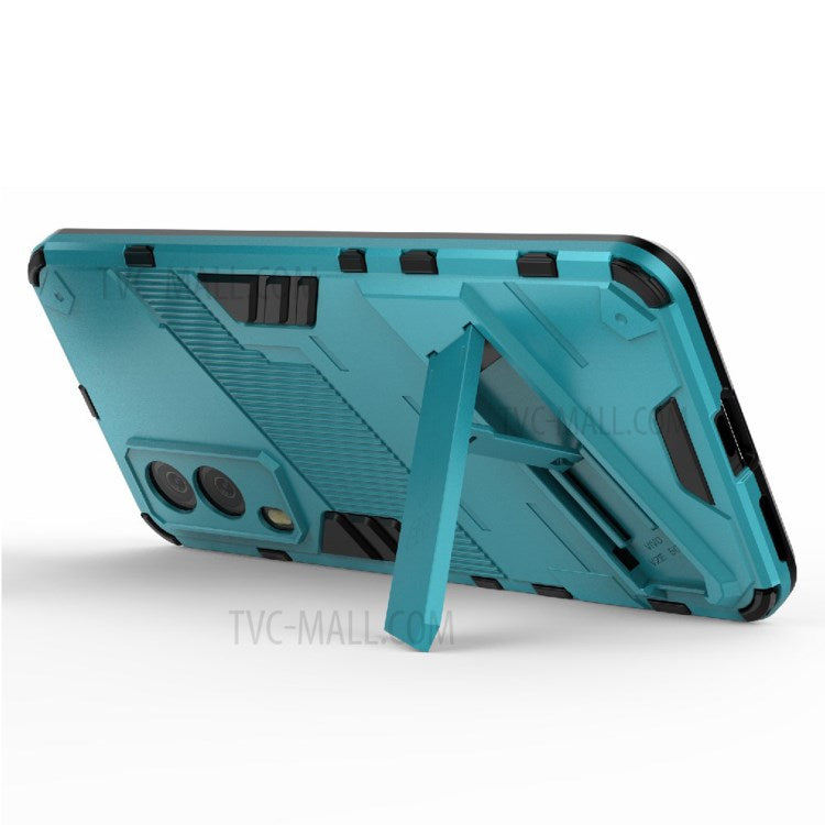 Hybrid Impact Anti-Slip Hard PC Soft TPU Shockproof Protective Case with Kickstand for vivo V21e 5G - Baby Blue