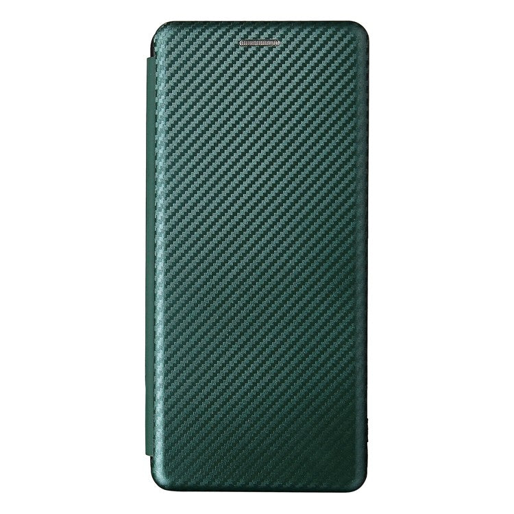 Carbon Fiber Design Durable Shock Absorption Magnetic Leather Case with Card Slot and Ring Strap for vivo X60 Pro 5G (Global) / X60 5G (Curved Screen Version) - Green