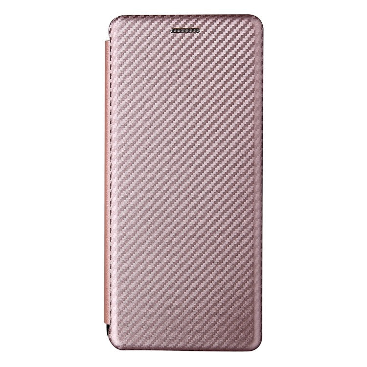 Carbon Fiber Design Durable Shock Absorption Magnetic Leather Case with Card Slot and Ring Strap for vivo X60 Pro 5G (Global) / X60 5G (Curved Screen Version) - Rose Gold