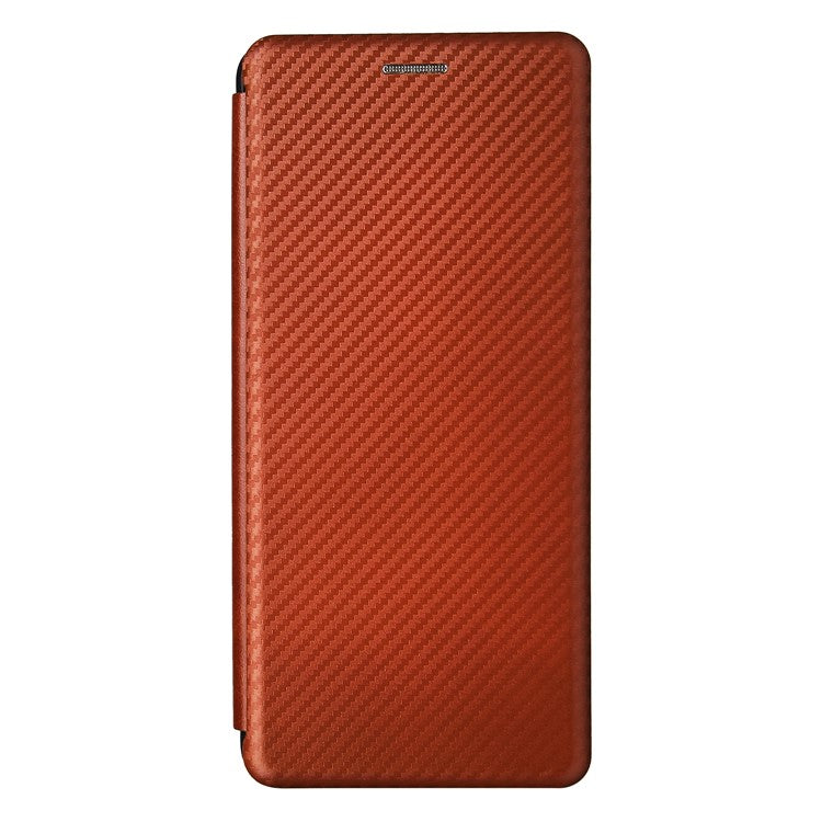 Carbon Fiber Design Durable Shock Absorption Magnetic Leather Case with Card Slot and Ring Strap for vivo X60 Pro 5G (Global) / X60 5G (Curved Screen Version) - Orange