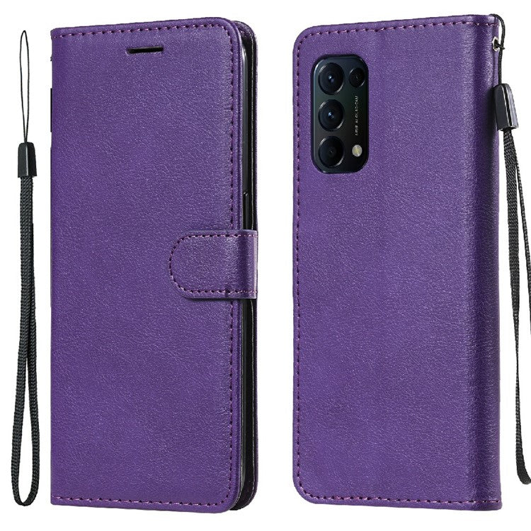 Shock-Absorbed KT Leather Series-2 Wallet Design Leather Stand Phone Casing with Handy Strap for Oppo Reno5 4G/Reno5 5G/Reno5 K/Find X3 Lite - Purple