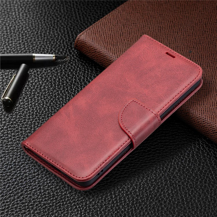 360° Full Coverage Anti-Scratch Stylish PU Leather Smartphone Wallet Stand Case for Oppo Reno6 5G - Red