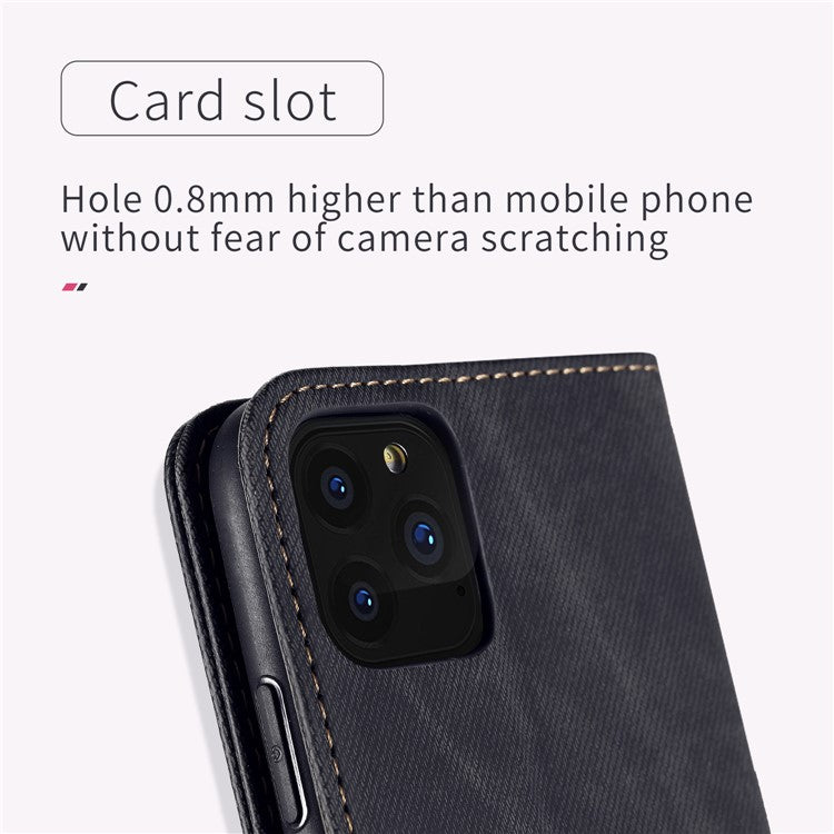 Jeans Cloth Texture Auto-absorbed Shockproof Wallet Design Full Body Protection Leather Phone Case with Stand for vivo Y21/Y33s -  Brown