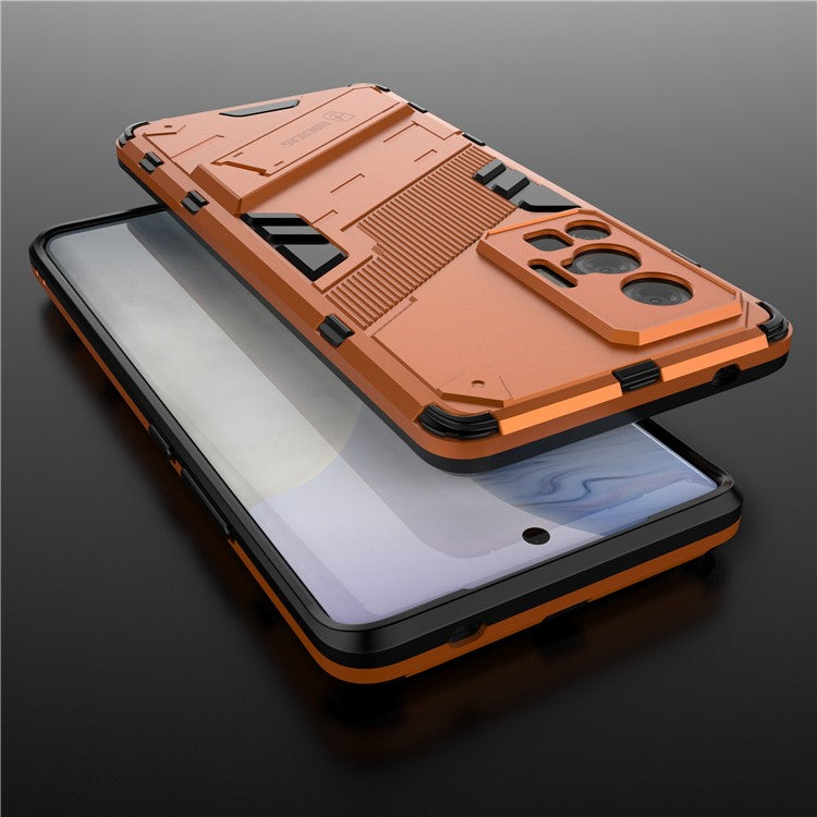 Reinforced Drop Protection Hard PC Back + Flexible TPU Bumper Hybrid Case with Kickstand for vivo X70 Pro - Orange