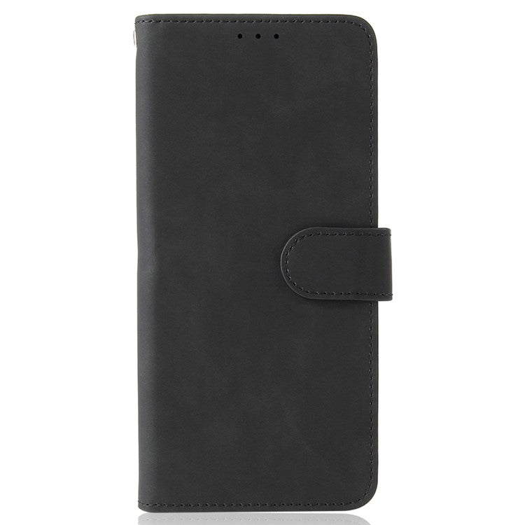 Stand Design Flip Phone Cover Skin-touch Wallet Magnetic Clasp Leather Case Phone Protective Cover for vivo Y21 / vivo Y33s - Black