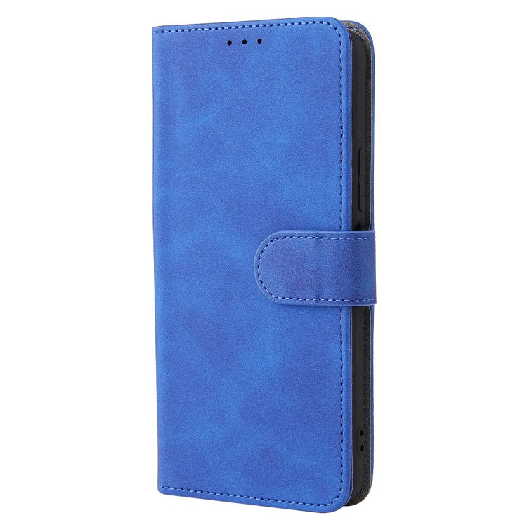 Stand Design Flip Phone Cover Skin-touch Wallet Magnetic Clasp Leather Case Phone Protective Cover for vivo Y21 / vivo Y33s - Blue