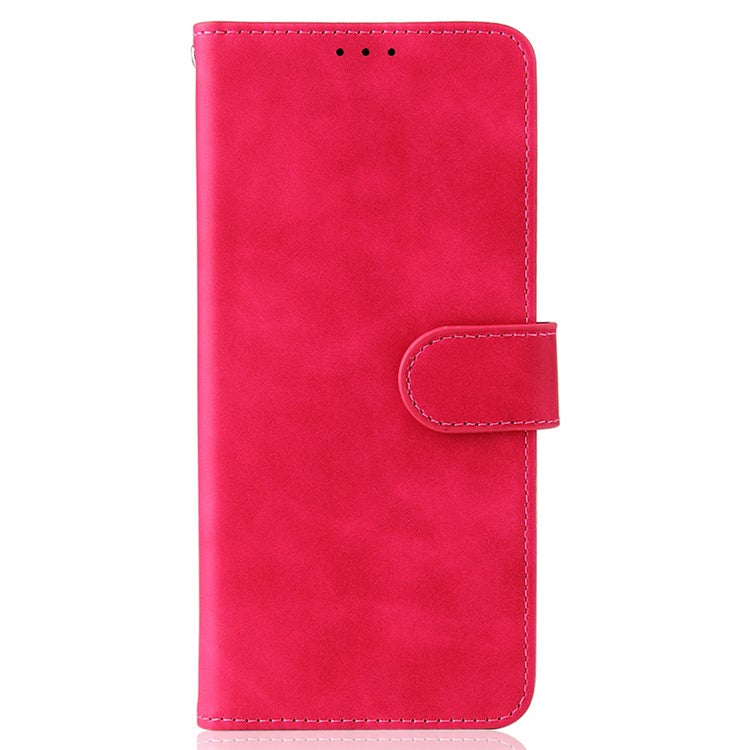 Stand Design Flip Phone Cover Skin-touch Wallet Magnetic Clasp Leather Case Phone Protective Cover for vivo Y21 / vivo Y33s - Red