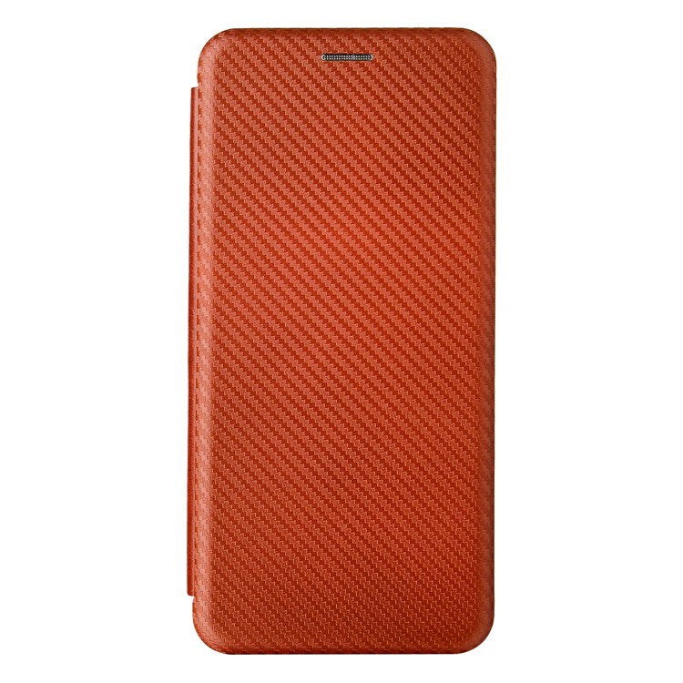 Carbon Fiber Texture Well-Protected Stylish Precise Cutout Auto-absorbed Leather Phone Case with Card Slot for vivo Y21/Y33s - Orange