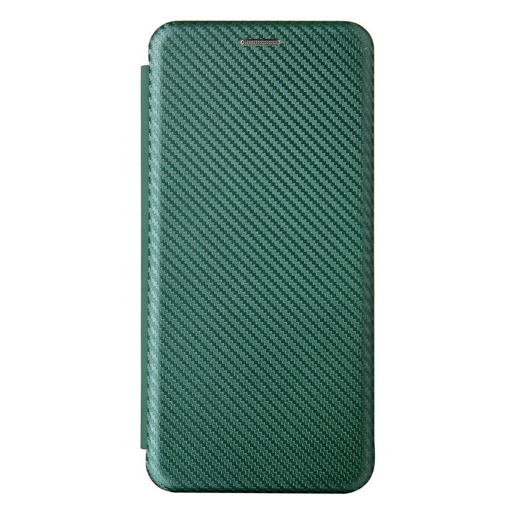 Carbon Fiber Texture Well-Protected Stylish Precise Cutout Auto-absorbed Leather Phone Case with Card Slot for vivo Y21/Y33s - Green