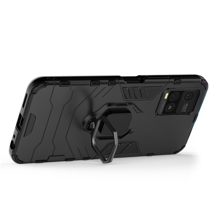 Ring Kickstand Design TPU + PC Shock Absorption Double Protection Cover for vivo Y21 - Black