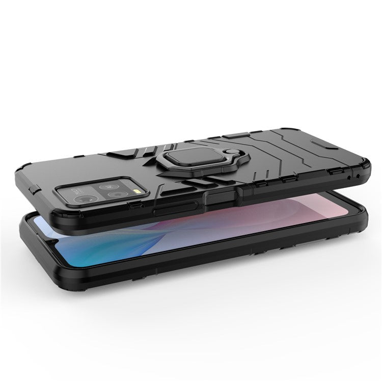 Ring Kickstand Design TPU + PC Shock Absorption Double Protection Cover for vivo Y21 - Black