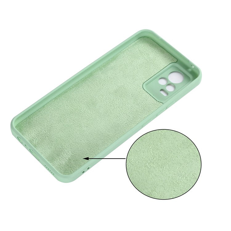 Quality Phone Case Shockproof Precise Cutout Solid Color Liquid Silicone Phone Cover with Handy Strap for vivo V21e 4G / vivo Y73 - Green