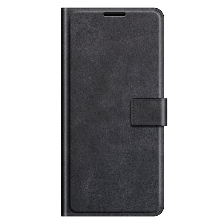 Magnetic Clasp Leather Wallet Stand Design Shockproof Well-Protected Folio Flip Phone Cover Case for vivo Y21 - Black