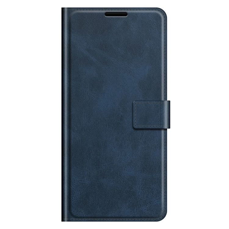 Magnetic Clasp Leather Wallet Stand Design Shockproof Well-Protected Folio Flip Phone Cover Case for vivo Y21 - Blue