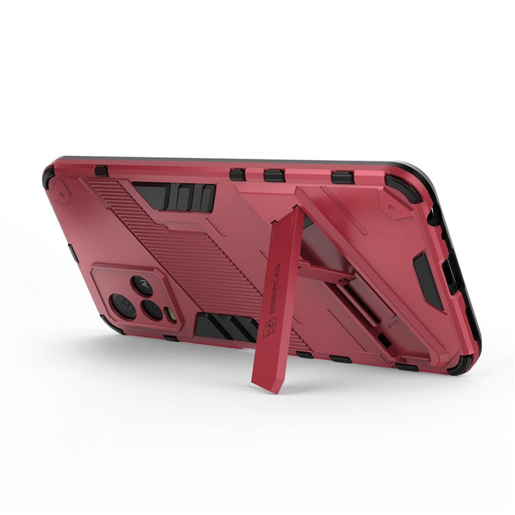 Dual-Layer Shock-Absorption Combo PC + TPU Back Case with Kickstand for vivo Y21 - Rose