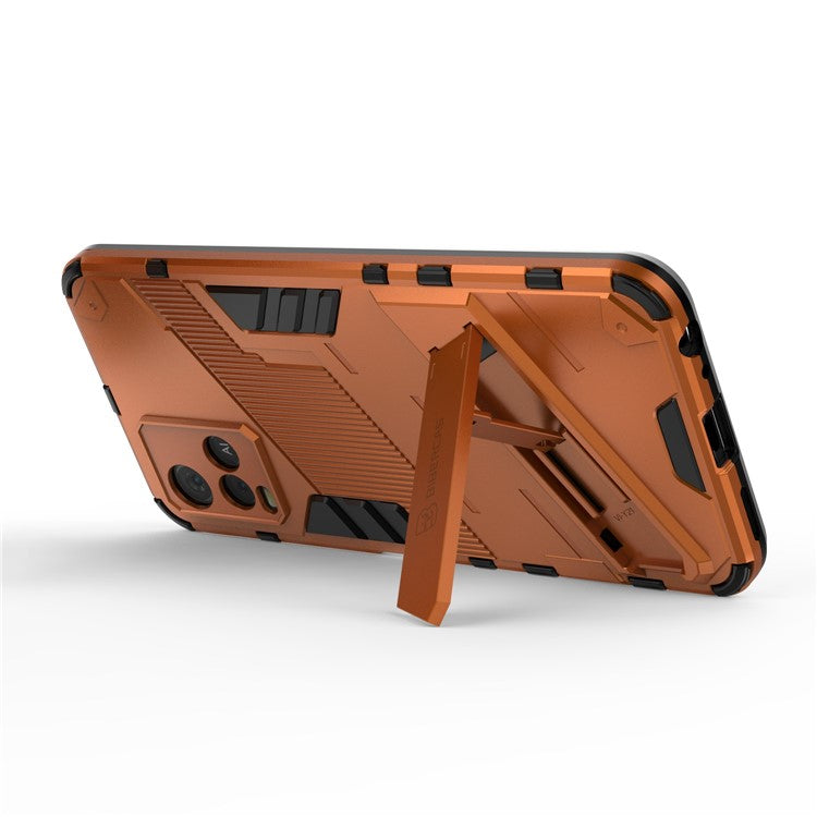 Dual-Layer Shock-Absorption Combo PC + TPU Back Case with Kickstand for vivo Y21 - Orange