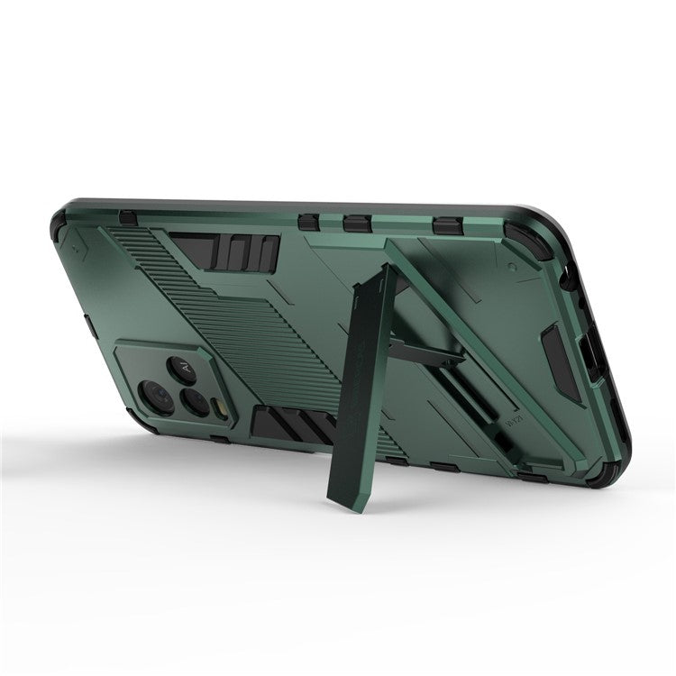 Dual-Layer Shock-Absorption Combo PC + TPU Back Case with Kickstand for vivo Y21 - Green