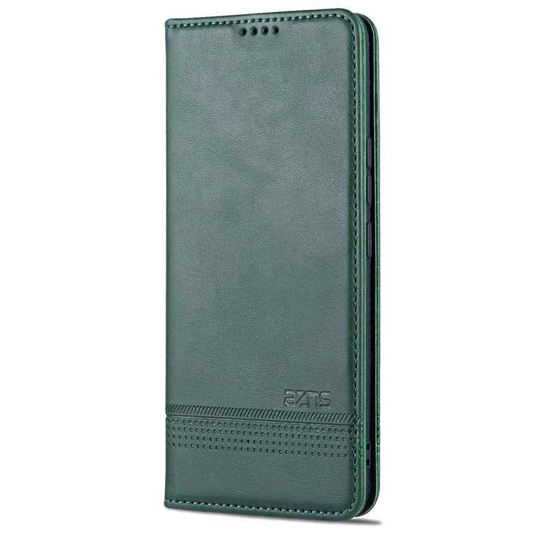 AZNS Durable Wallet Design PU Leather Shockproof Phone Cover Case for vivo X70 - Green