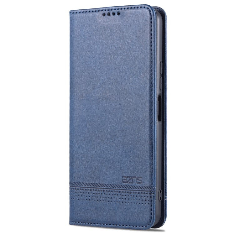 AZNS Shockproof Wallet Stand Design Magnetic Auto Closing PU Leather Phone Case Cover for vivo Y21/Y33s - Blue