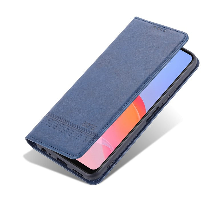 AZNS Shockproof Wallet Stand Design Magnetic Auto Closing PU Leather Phone Case Cover for vivo Y21/Y33s - Blue