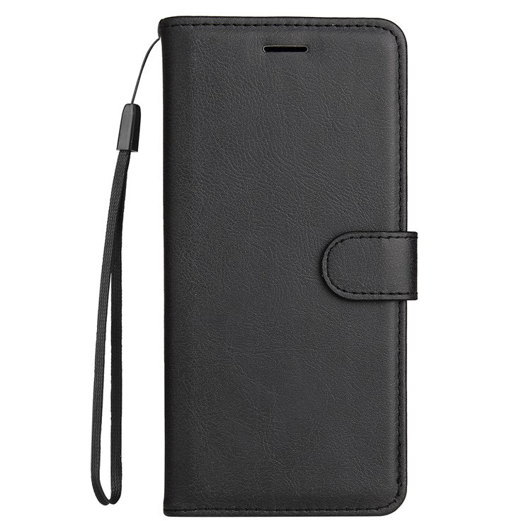 KT Leather Series-2 Solid Color Wallet Stand Anti-fall Leather Phone Case Shell with Strap for vivo Y21/Y21s/Y33s - Black