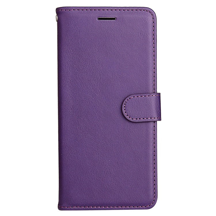 KT Leather Series-2 Solid Color Wallet Stand Anti-fall Leather Phone Case Shell with Strap for vivo Y21/Y21s/Y33s - Purple