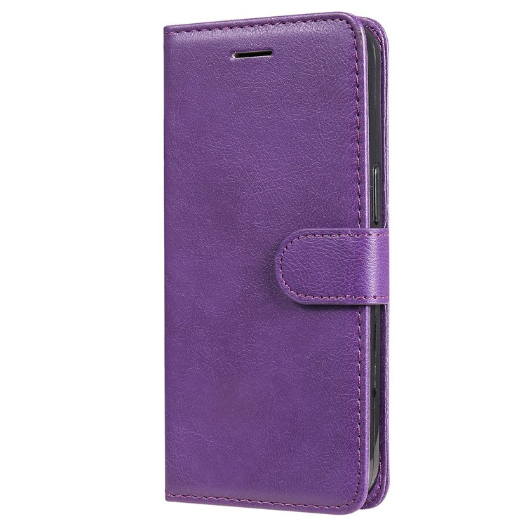 KT Leather Series-2 Solid Color Wallet Stand Anti-fall Leather Phone Case Shell with Strap for vivo Y21/Y21s/Y33s - Purple