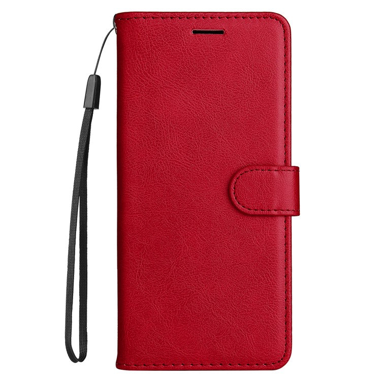 KT Leather Series-2 Solid Color Wallet Stand Anti-fall Leather Phone Case Shell with Strap for vivo Y21/Y21s/Y33s - Red