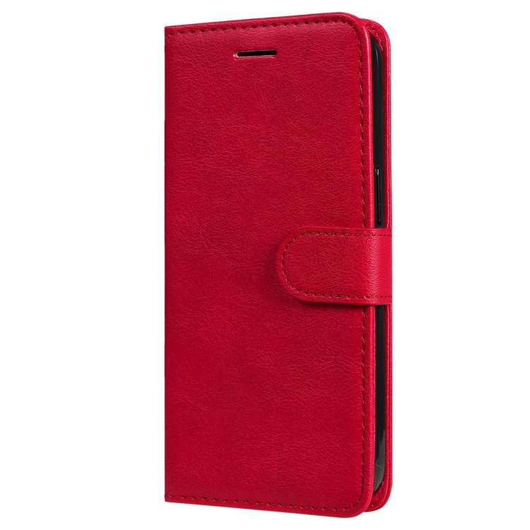 KT Leather Series-2 Solid Color Wallet Stand Anti-fall Leather Phone Case Shell with Strap for vivo Y21/Y21s/Y33s - Red