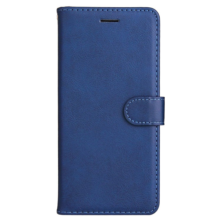 KT Leather Series-2 Solid Color Wallet Stand Anti-fall Leather Phone Case Shell with Strap for vivo Y21/Y21s/Y33s - Blue