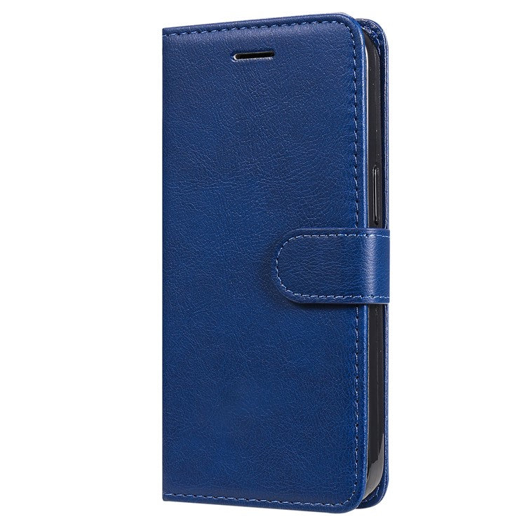 KT Leather Series-2 Solid Color Wallet Stand Anti-fall Leather Phone Case Shell with Strap for vivo Y21/Y21s/Y33s - Blue