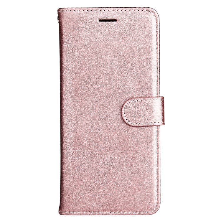 KT Leather Series-2 Solid Color Wallet Stand Anti-fall Leather Phone Case Shell with Strap for vivo Y21/Y21s/Y33s - Rose Gold