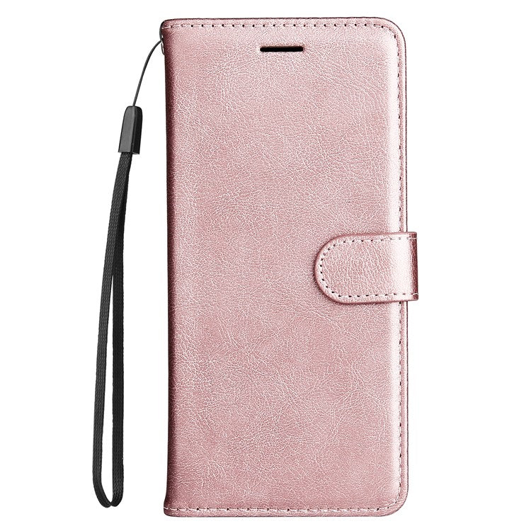 KT Leather Series-2 Solid Color Wallet Stand Anti-fall Leather Phone Case Shell with Strap for vivo Y21/Y21s/Y33s - Rose Gold