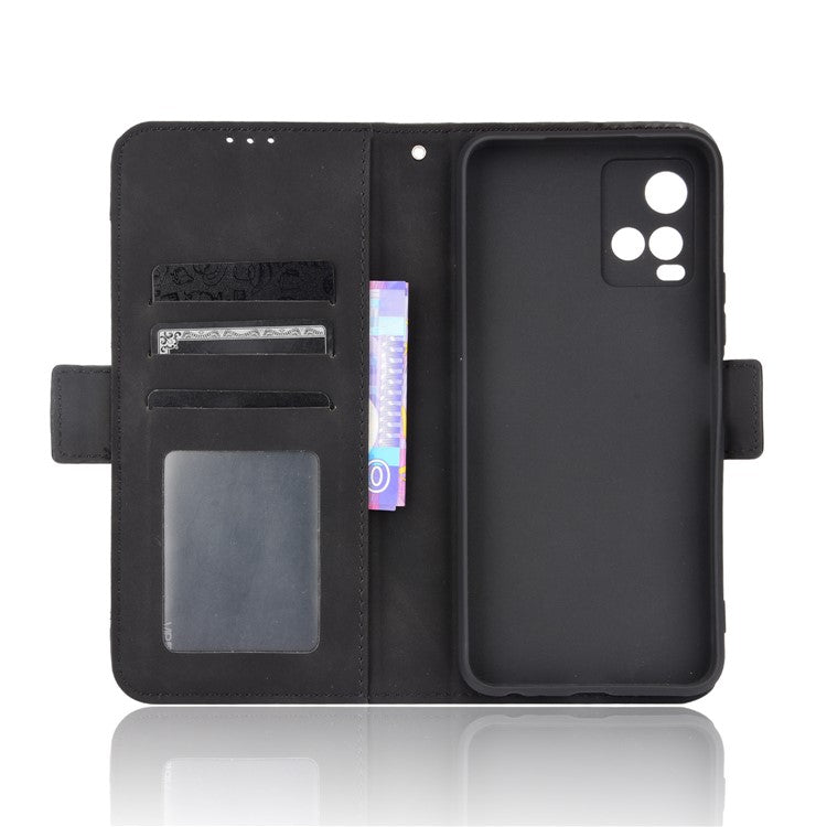 For vivo Y33s 4G / Y21 / Y21s / Y32 4G / Y21t 4G / Y21e 4G / Y21a 4G / Y21G / T1X 4G / Y33t Anti-Drop Flip Phone Case PU Leather + TPU Phone Cover Multiple Card Slot Practical Wallet Stand Design - Black