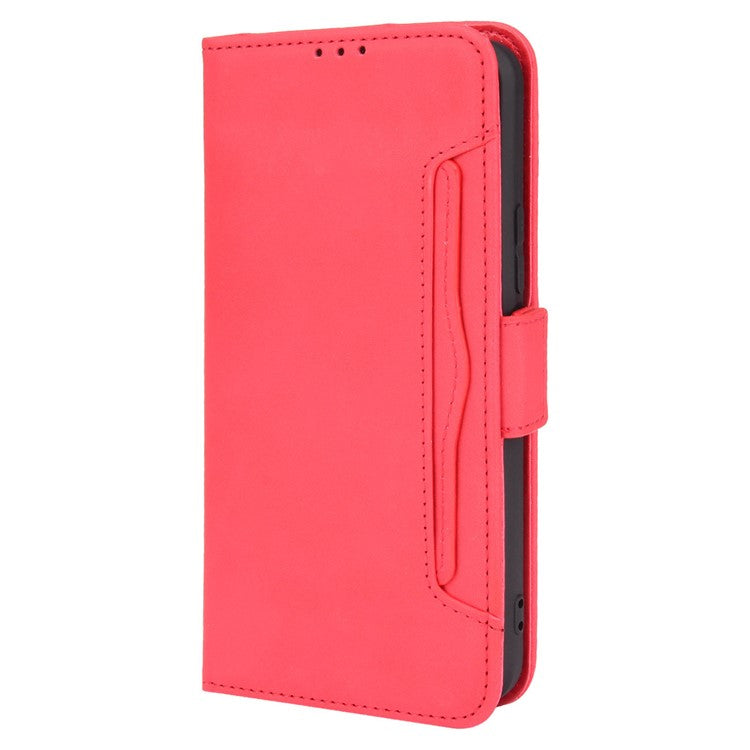 For vivo Y33s 4G / Y21 / Y21s / Y32 4G / Y21t 4G / Y21e 4G / Y21a 4G / Y21G / T1X 4G / Y33t Anti-Drop Flip Phone Case PU Leather + TPU Phone Cover Multiple Card Slot Practical Wallet Stand Design - Red