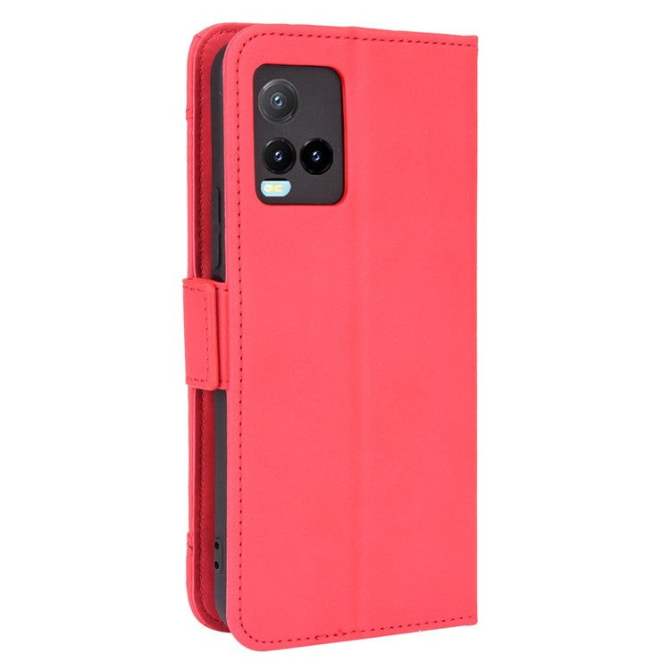 For vivo Y33s 4G / Y21 / Y21s / Y32 4G / Y21t 4G / Y21e 4G / Y21a 4G / Y21G / T1X 4G / Y33t Anti-Drop Flip Phone Case PU Leather + TPU Phone Cover Multiple Card Slot Practical Wallet Stand Design - Red