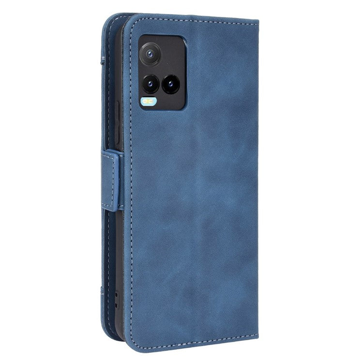 For vivo Y33s 4G / Y21 / Y21s / Y32 4G / Y21t 4G / Y21e 4G / Y21a 4G / Y21G / T1X 4G / Y33t Anti-Drop Flip Phone Case PU Leather + TPU Phone Cover Multiple Card Slot Practical Wallet Stand Design - Blue