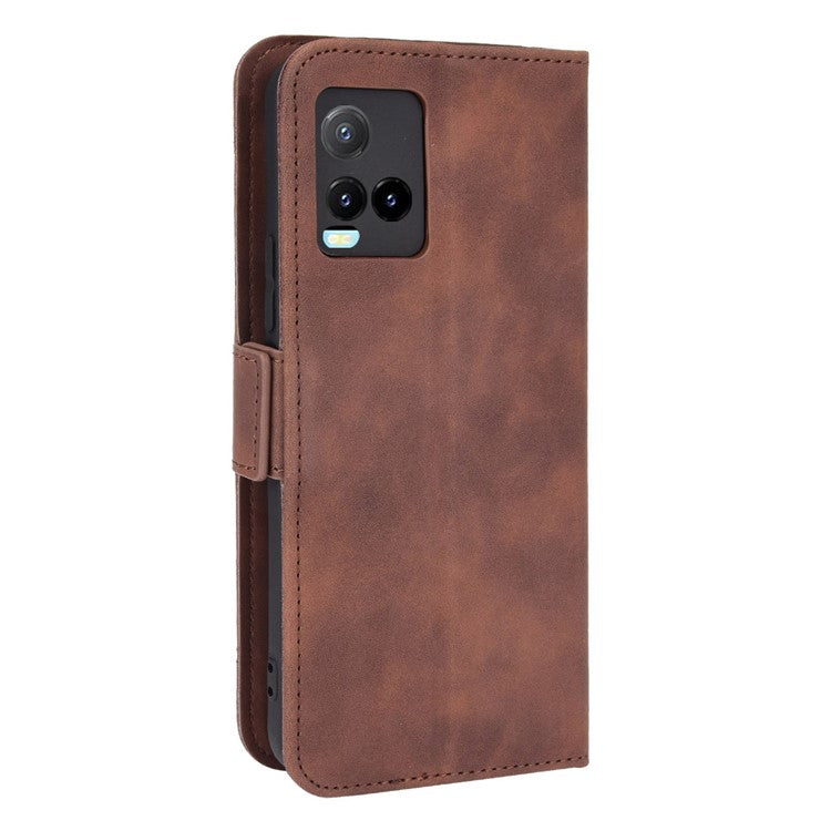 For vivo Y33s 4G / Y21 / Y21s / Y32 4G / Y21t 4G / Y21e 4G / Y21a 4G / Y21G / T1X 4G / Y33t Anti-Drop Flip Phone Case PU Leather + TPU Phone Cover Multiple Card Slot Practical Wallet Stand Design - Brown